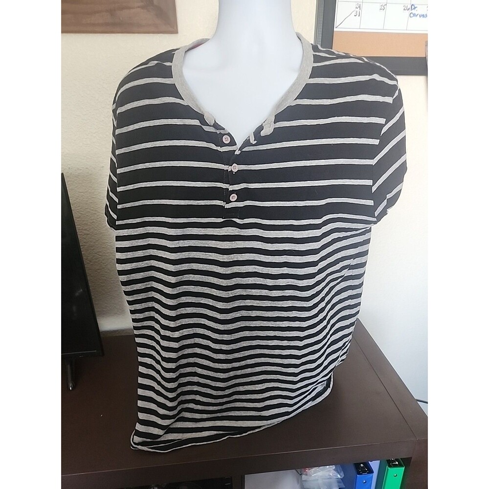 Blind Rooster Mens 2XL Striped T-Shirt Black Gray Short Sleeve Crewneck Size XXL